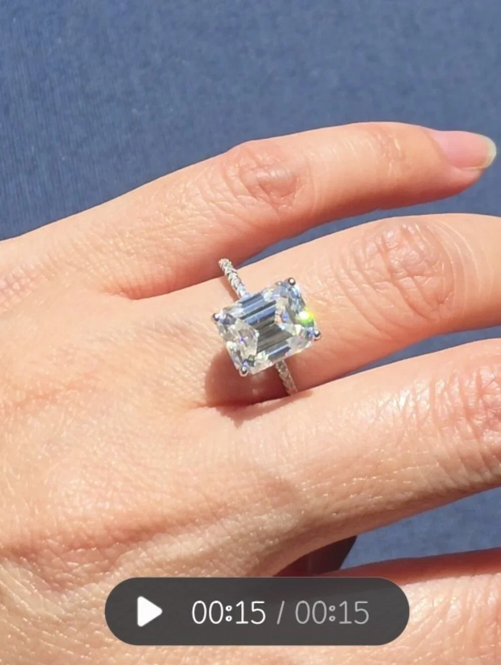 4 CT Emerald Cut Moissanite Engagement Ring S925 Sterling Silver Size 6